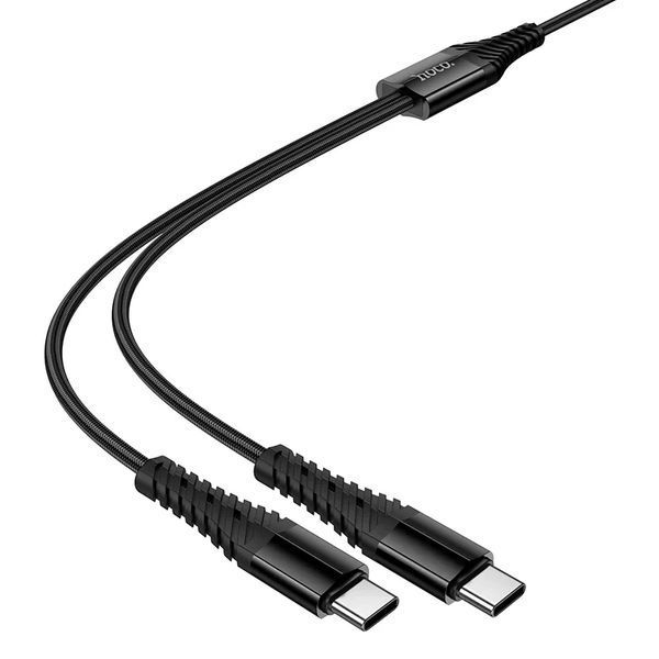 Кабель HOCO X123 Victory 2-in-1 charging cable(C to C+C) Black 6942007663595 фото