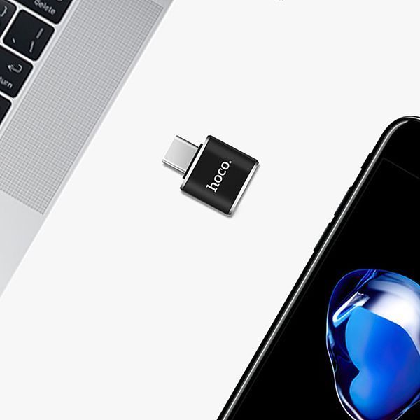 Перехідник HOCO UA36B C male to USB female OTG transparent adapter Black 6957531064121 фото