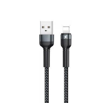 Кабель REMAX Jany Series Aluminum Alloy Braided 2.4A data cable RC-124m/i/a Lightning-Black 6972174152837 фото