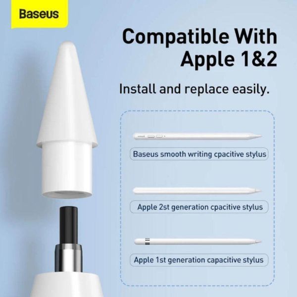 Змінні наконечники для стилуса Baseus Smooth Writing Capacitive Stylus Tips Moon White（2pcs） P80015906213-00 фото