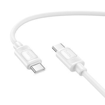 Кабель HOCO X122 Benefit 60W silicone charging data cable C to C White 6942007662253 фото