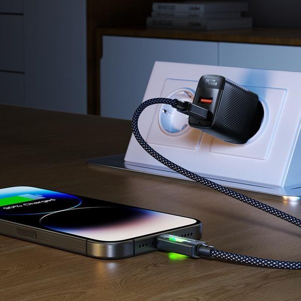 Кабель ACEFAST C21-04 USB-A to USB-C fantasy color series braided Charging data cable Black 6974316284673 фото