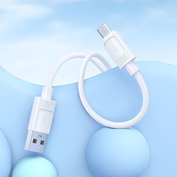 Кабель HOCO X122 Benefit silicone charging data cable Micro White 6942007662215 фото