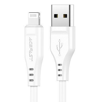 Кабель ACEFAST C3-02 USB to iP 2.4A, 1.2m, TPE, TPE connectors, White 6974316280835 фото