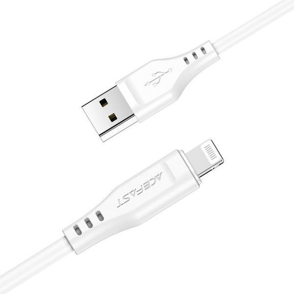 Кабель ACEFAST C3-02 USB to iP 2.4A, 1.2m, TPE, TPE connectors, White 6974316280835 фото