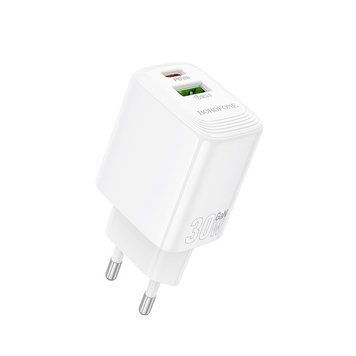 Мережевий зарядний пристрій BOROFONE BN29 Fuente PD30W+QC3.0 charger (EU) White 6941991120329 фото