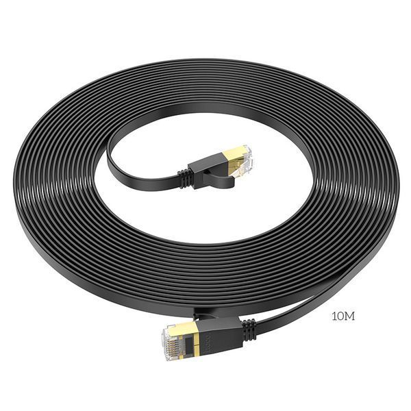 Мережевий кабель HOCO US07 General pure copper flat network cable(L=10M) Black 6931474780713 фото
