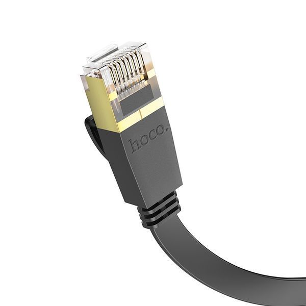 Мережевий кабель HOCO US07 General pure copper flat network cable(L=10M) Black 6931474780713 фото