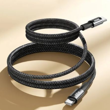 Кабель REMAX WindSpeed Series Fast charging aluminum alloy braided data cable 1.2M CB25/CB23 (C-C) 65W - Black 6954851216414 фото