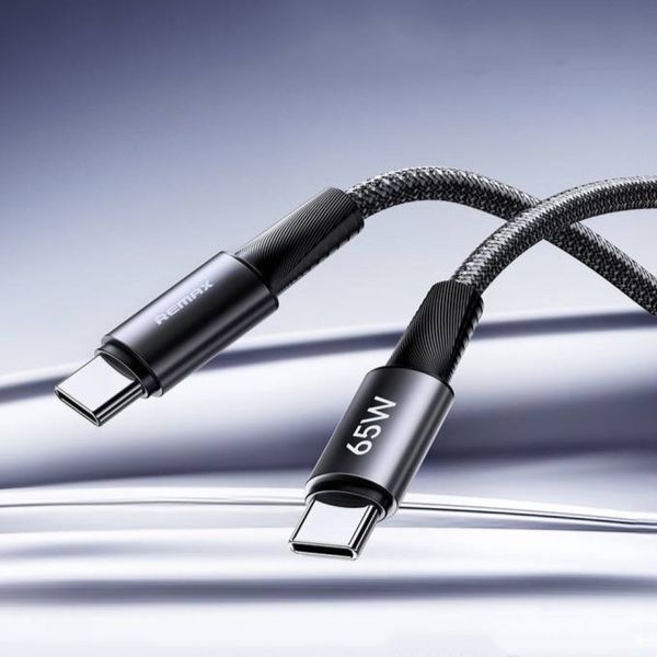 Кабель REMAX WindSpeed Series Fast charging aluminum alloy braided data cable 1.2M CB25/CB23 (C-C) 65W - Black 6954851216414 фото