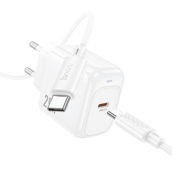 Мережевий зарядний пристрій з кабелем HOCO CS53A Surplus single port PD25W charger set(C to C) White 6942007631501 фото