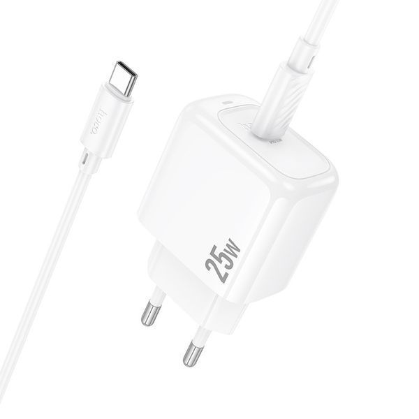 Мережевий зарядний пристрій з кабелем HOCO CS53A Surplus single port PD25W charger set(C to C) White 6942007631501 фото