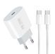 Мережевий зарядний пристрій з кабелем WUW-T79L PD 20W USB C charger with type c to type c cable T79CL фото 1