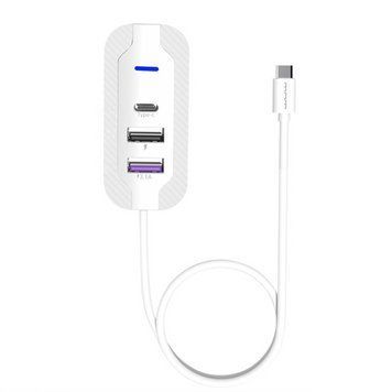 USB-хаб WUW-C246 3-in-1 USB-C to 2 USB-A, USB-C White 6972573338542 фото