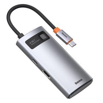 USB-хаб Baseus Metal Gleam Series 4-in-1 Multifunctional Type-C HUB Docking Station Gray（Type-C to HDMI*1+USB3.0*1+USB2.0*1+PD*1） CAHUB-CY0G фото