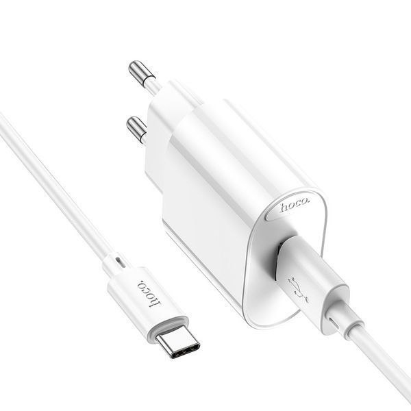 Мережевий зарядний пристрій HOCO C109A Fighter single port QC3.0 charger set(Type-C) White 6931474784834 фото