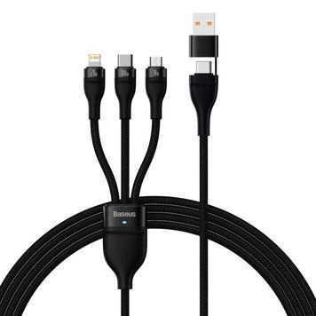Кабель Baseus Flash Series Ⅱ Two-for-three Charging Cable U+C to M+L+C 100W 1.2m Black CASS030101 фото