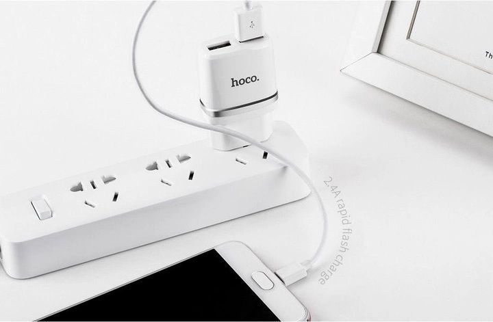 Сетевое зарядное устройство HOCO C12 Smart dual USB charger 12W White 6957531047759 фото