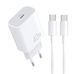 Мережевий зарядний пристрій з кабелем WUW-T108 PD 40W charger with C-C cable 6978749570358 фото 1