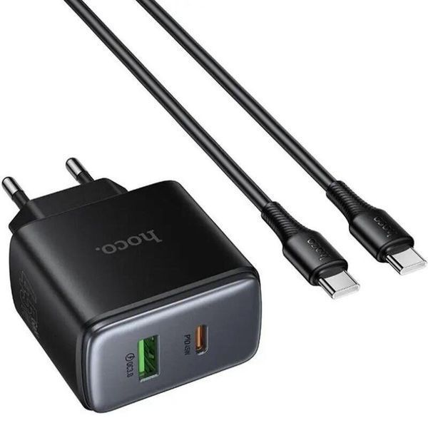 Мережевий зарядний пристрій HOCO C158A Upgrade PD45W(1C1A) charger(EU) Black 6942007671965 фото