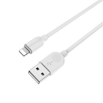 Кабель BOROFONE BX14 USB to iP 2.4A, 1m, PVC, TPE connectors, White 6957531089971 фото