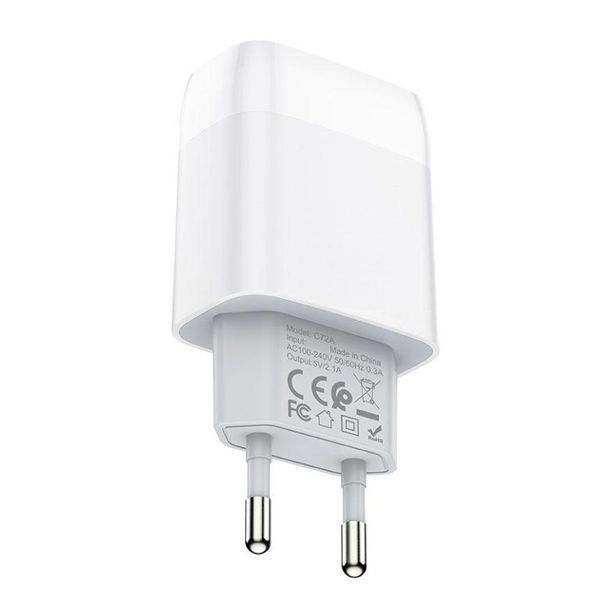 Сетевое зарядное устройство HOCO C72A Glorious single port charger 10.5W White 6931474712899 фото