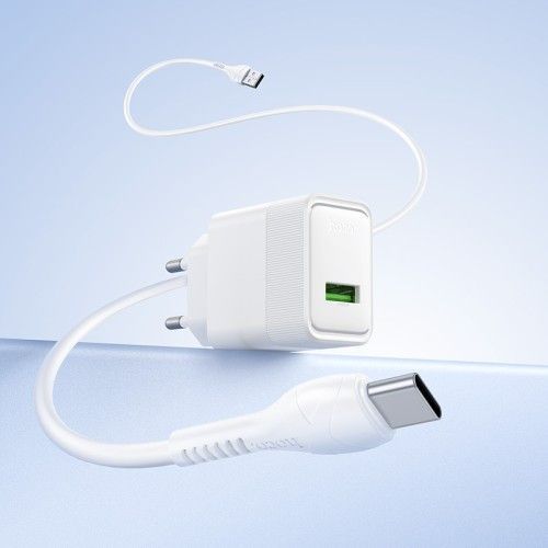 Мережевий зарядний пристрій з кабелем HOCO CS111A Lounge single-port 22.5W multi-protocol charger set(Type-C) White 6942007680370 фото