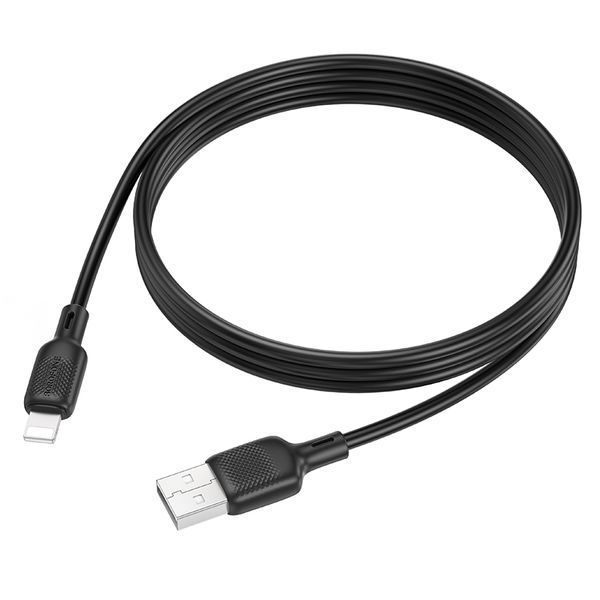 Кабель BOROFONE BX113 Lenny silicone charging data cable iP(L=1M) Black 6941991115394 фото
