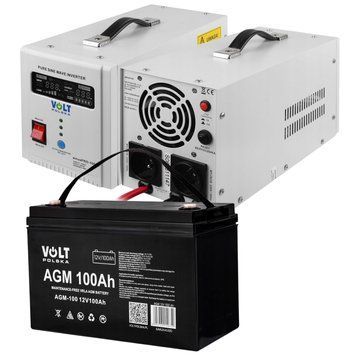 Комплект Volt Polska SINUS PRO 1000 E 12/230V 700/1000W + Акумулятор VOLT AGM 100Ah 12V 1000E100AGM фото