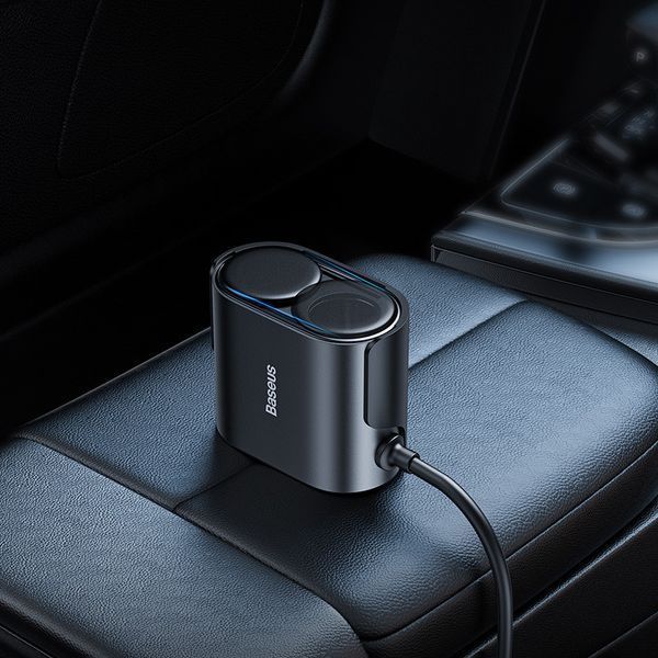 Автомобільний зарядний пристрій Baseus High Efficiency Pro 1-for-2 Car Cigarette Lighter 30W Cosmic Black C00455300121-00 фото