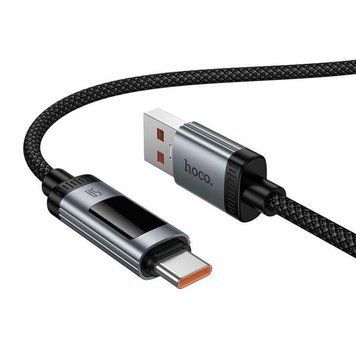 Кабель HOCO U148 Lord 100W digital display charging data cable Type-C Black 6942007668675 фото