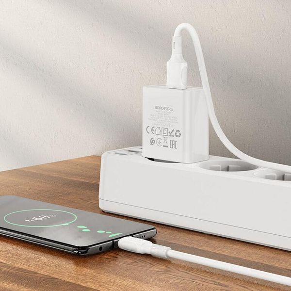 Мережевий зарядний пристрій з кабелем BOROFONE BA74A Aspirer single port charger set(Micro) White 6974443388664 фото