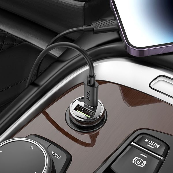 Автомобільний зарядний пристрій HOCO Z53A Vision PD30W+QC3.0 car charger Transparent Black 6942007611305 фото