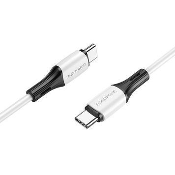 Кабель BOROFONE BX79 Type-C to Type-C 3A,60W, 1m, silicone, silicone connectors, White 6974443384819 фото