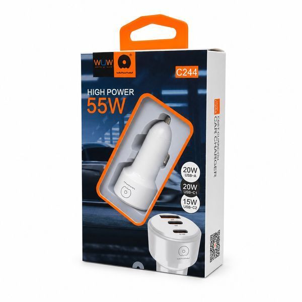 Автомобільний зарядний пристрій WUW-C244 USB20W+PD20W+PD15W White C244W фото