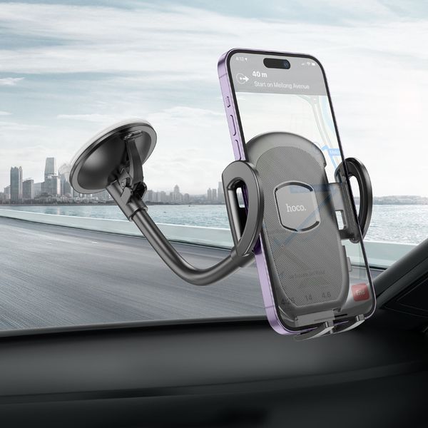 Автотримач для телефона HOCO H10 General car holder(windshield) Black 6931474791580 фото