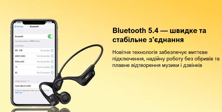 Бездротові навушники Remax RB-S18 з кістковою провідністю для спорту із захистом IP56, Bluetooth 5.4, до 8 годин